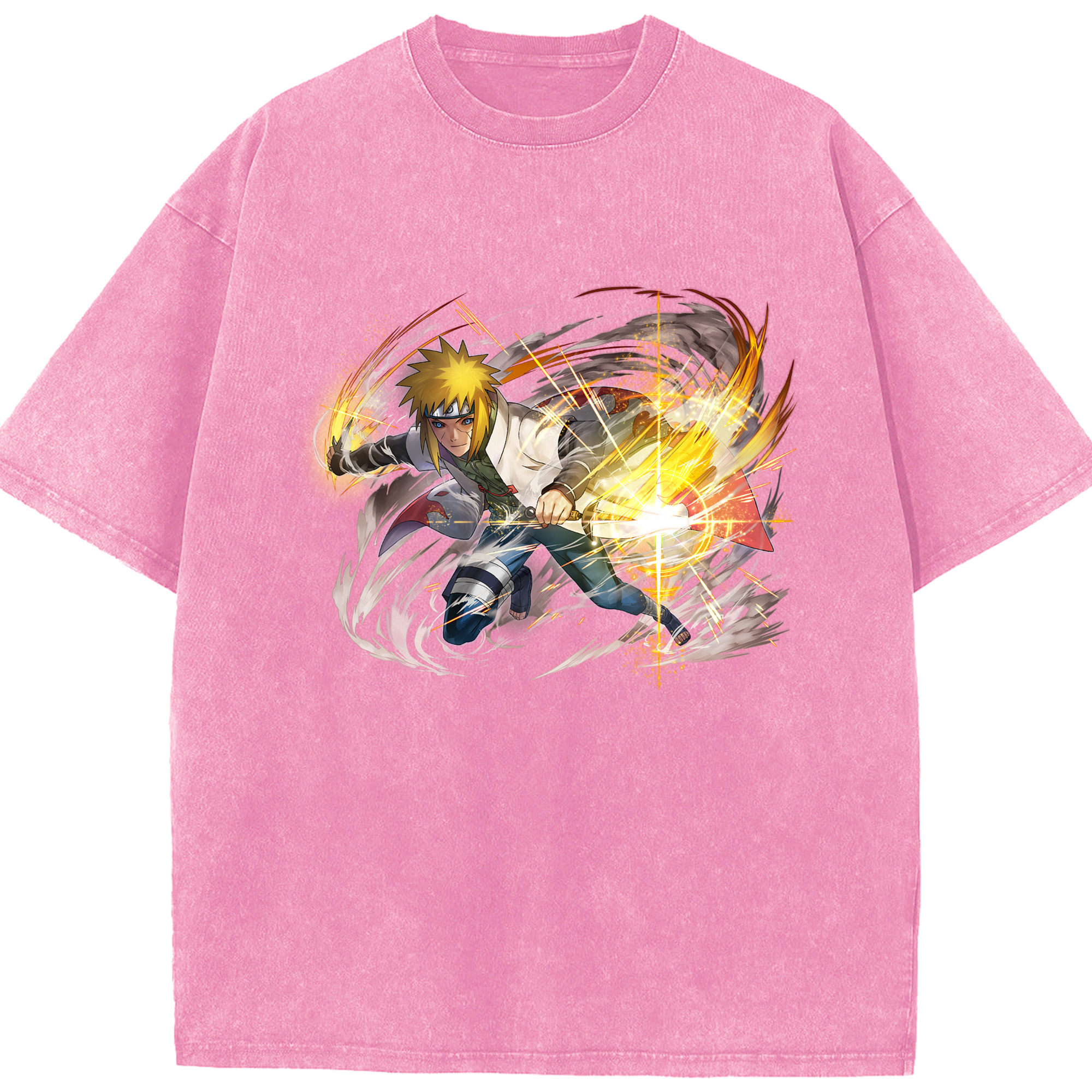 （画像用） NARUTO -ナルト- 波風 ミナト Namikaze Minato 綿100% ヴィンテージ風 半袖Tシャツ（フロントプリント）